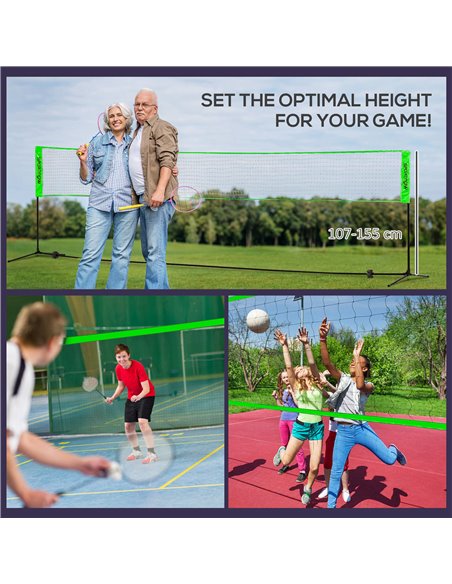 SPORTNOW Badminton Net Set, Height Adjustable Net for Pickleball, Volleyball, Badminton, with 3 Shuttlecocks, 4 Rackets A95-009V - pic 102308 | FastDaddyshop