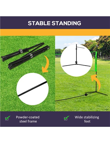 SPORTNOW Badminton Net Set, Height Adjustable Net for Pickleball, Volleyball, Badminton, with 3 Shuttlecocks, 4 Rackets A95-009V - pic 102309 | FastDaddyshop
