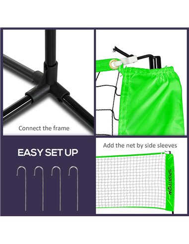 SPORTNOW Badminton Net Set, Height Adjustable Net for Pickleball, Volleyball, Badminton, with 3 Shuttlecocks, 4 Rackets A95-009V