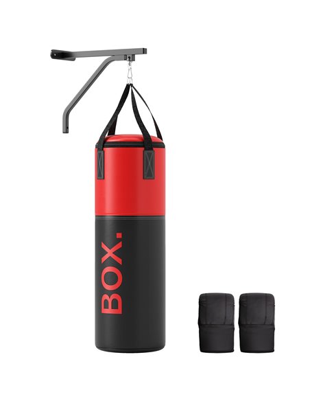 SPORTNOW Unfilled Punching Bag Set with Boxing Bag Bracket, Boxing Gloves, Hand Wraps and 360° Swivel Hook A91-350V00RD - pic 102313 | FastDaddyshop