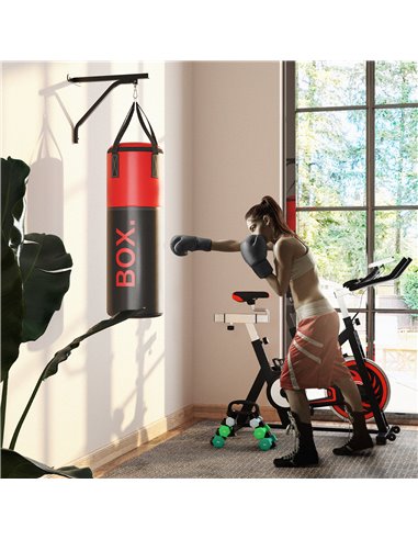 SPORTNOW Unfilled Punching Bag Set with Boxing Bag Bracket, Boxing Gloves, Hand Wraps and 360° Swivel Hook A91-350V00RD