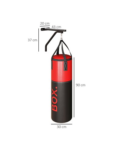 SPORTNOW Unfilled Punching Bag Set with Boxing Bag Bracket, Boxing Gloves, Hand Wraps and 360° Swivel Hook A91-350V00RD