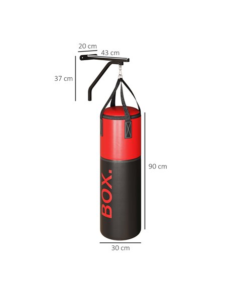 SPORTNOW Unfilled Punching Bag Set with Boxing Bag Bracket, Boxing Gloves, Hand Wraps and 360° Swivel Hook A91-350V00RD - pic 102315 | FastDaddyshop