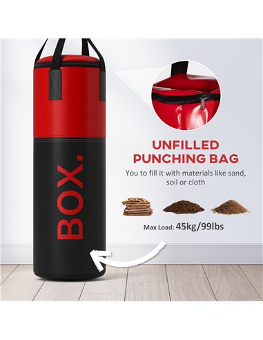 SPORTNOW Unfilled Punching Bag Set with Boxing Bag Bracket, Boxing Gloves, Hand Wraps and 360° Swivel Hook A91-350V00RD