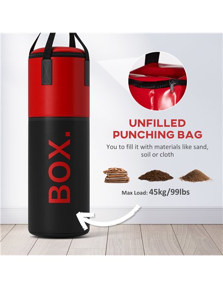 SPORTNOW Unfilled Punching Bag Set with Boxing Bag Bracket, Boxing Gloves, Hand Wraps and 360° Swivel Hook A91-350V00RD - pic 102316 | FastDaddyshop