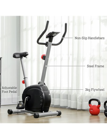 SPORTNOW Quiet Exercise Bike with 8-Level Magnetic Resistance and Heart Rate Sensor, for Home Gym, Grey and black A90-366V00GY - pic 102328 | FastDaddyshop
