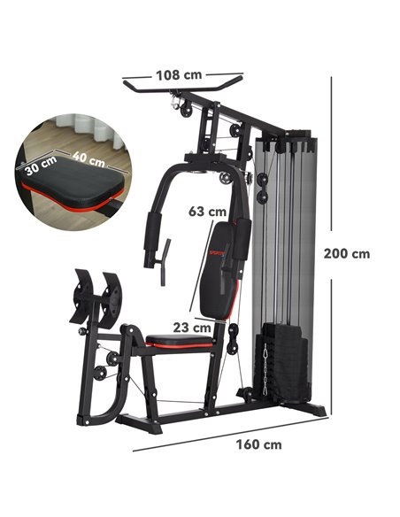 SPORTNOW Weights Machine, Multi Gym with 45kg Weight Stack, Compact Home Gym Leg Press Machine for Full Body Training A91-319V01 - pic 102333 | FastDaddyshop
