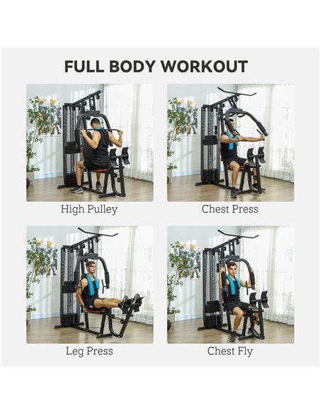 SPORTNOW Weights Machine, Multi Gym with 45kg Weight Stack, Compact Home Gym Leg Press Machine for Full Body Training A91-319V01 - pic 102334 | FastDaddyshop