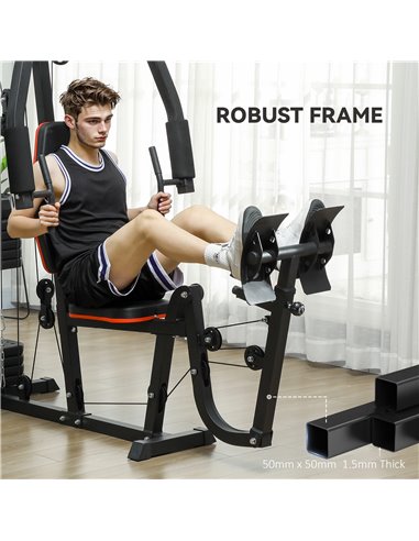 SPORTNOW Weights Machine, Multi Gym with 45kg Weight Stack, Compact Home Gym Leg Press Machine for Full Body Training A91-319V01