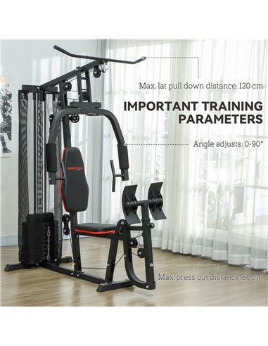 SPORTNOW Weights Machine, Multi Gym with 45kg Weight Stack, Compact Home Gym Leg Press Machine for Full Body Training A91-319V01
