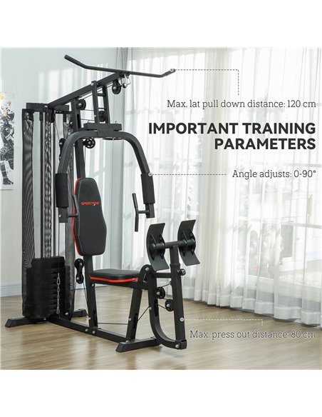 SPORTNOW Weights Machine, Multi Gym with 45kg Weight Stack, Compact Home Gym Leg Press Machine for Full Body Training A91-319V01 - pic 102337 | FastDaddyshop