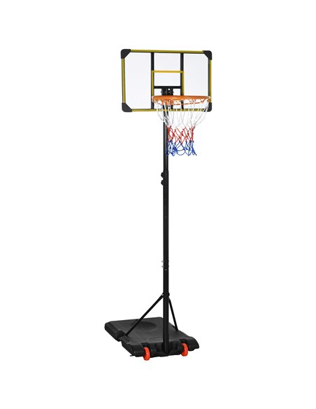 SPORTNOW Height Adjustable Basketball Hoop and Stand with Firm Backboard and Weighted Base, Portable Wheels, Yellow A61-041V00YL - pic 102340 | FastDaddyshop
