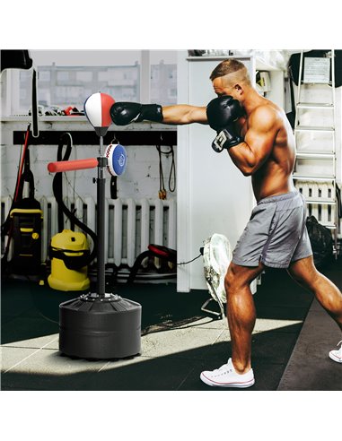 SPORTNOW Adjustable Speed Bag, Boxing Bag, with Stand, Reflex Bar, Punching Pad, Multicolour A91-247V00MX