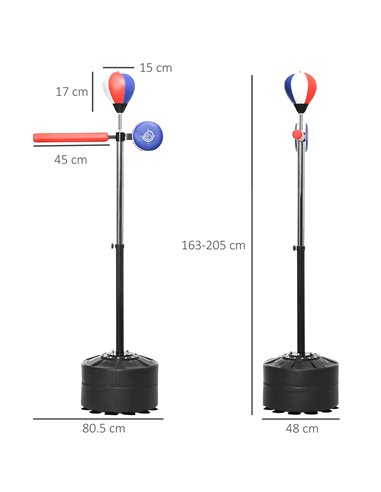 SPORTNOW Adjustable Speed Bag, Boxing Bag, with Stand, Reflex Bar, Punching Pad, Multicolour A91-247V00MX