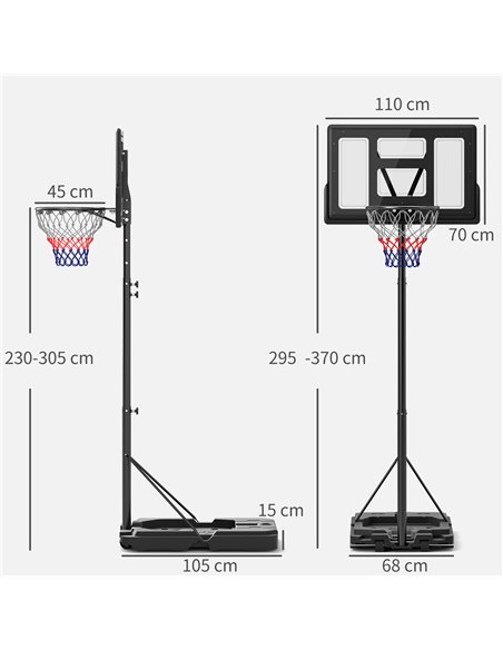 SPORTNOW Basketball Hoop Outdoor, Basketball Hoop and Stand with 10-Level Adjustable Height, Weighted Base, Portable on Wheels,  - pic 102369 | FastDaddyshop