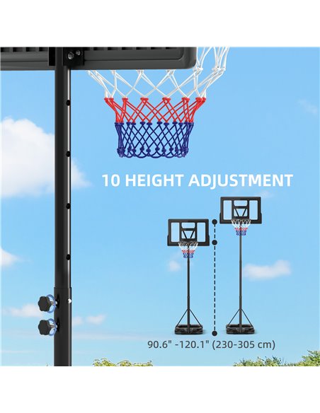 SPORTNOW Basketball Hoop Outdoor, Basketball Hoop and Stand with 10-Level Adjustable Height, Weighted Base, Portable on Wheels,  - pic 102370 | FastDaddyshop