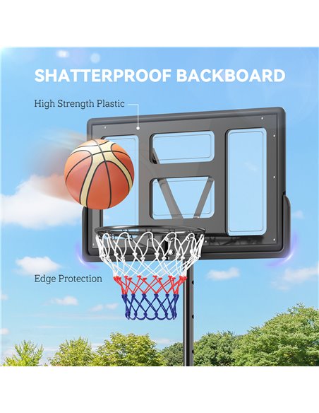 SPORTNOW Basketball Hoop Outdoor, Basketball Hoop and Stand with 10-Level Adjustable Height, Weighted Base, Portable on Wheels,  - pic 102374 | FastDaddyshop