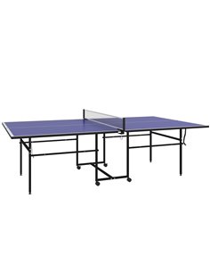 SPORTNOW 9FT Folding Table Tennis Table with Four Wheels, for Indoor Use, Blue A90-351V00BU