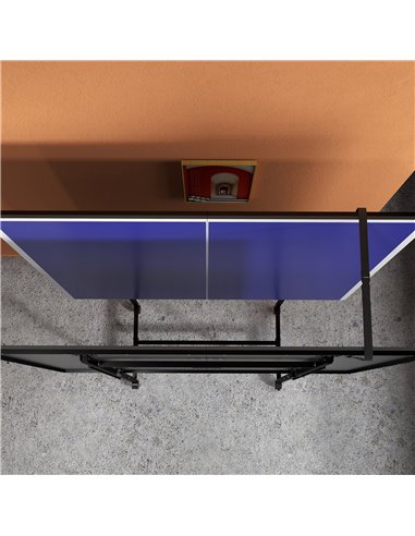 SPORTNOW 9FT Folding Table Tennis Table with Four Wheels, for Indoor Use, Blue A90-351V00BU