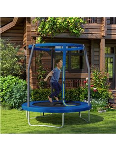 SPORTNOW 6ft Trampoline with Safety Enclosure Net, Steel Frame Outdoor Trampoline, Jumping Mat with Edge Safety Cover for Fitnes 2