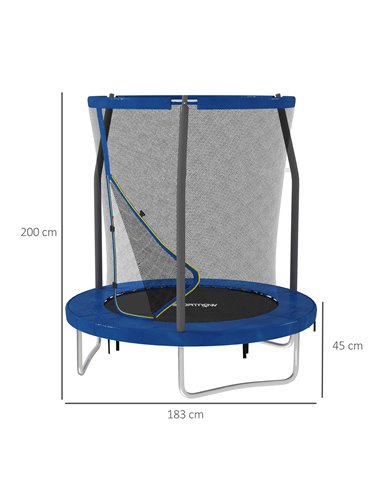 SPORTNOW 6ft Trampoline with Safety Enclosure Net, Steel Frame Outdoor Trampoline, Jumping Mat with Edge Safety Cover for Fitnes