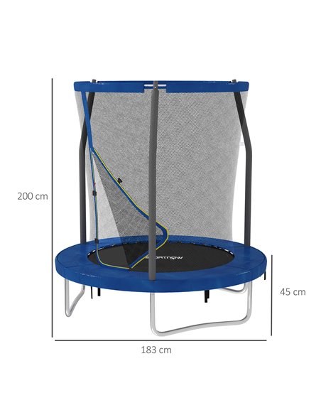 SPORTNOW 6ft Trampoline with Safety Enclosure Net, Steel Frame Outdoor Trampoline, Jumping Mat with Edge Safety Cover for Fitnes - pic 102396 | FastDaddyshop