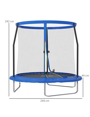 SPORTNOW 8ft Trampoline with Safety Enclosure Net, Steel Frame Outdoor Trampoline, Jumping Mat with Edge Safety Cover for Fitnes