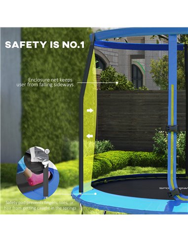 SPORTNOW 8ft Trampoline with Safety Enclosure Net, Steel Frame Outdoor Trampoline, Jumping Mat with Edge Safety Cover for Fitnes