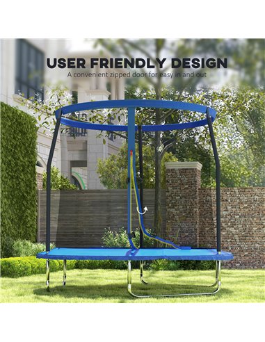 SPORTNOW 8ft Trampoline with Safety Enclosure Net, Steel Frame Outdoor Trampoline, Jumping Mat with Edge Safety Cover for Fitnes