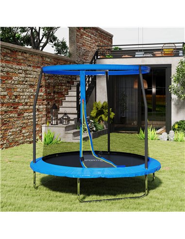 SPORTNOW 8ft Trampoline with Safety Enclosure Net, Steel Frame Outdoor Trampoline, Jumping Mat with Edge Safety Cover for Fitnes