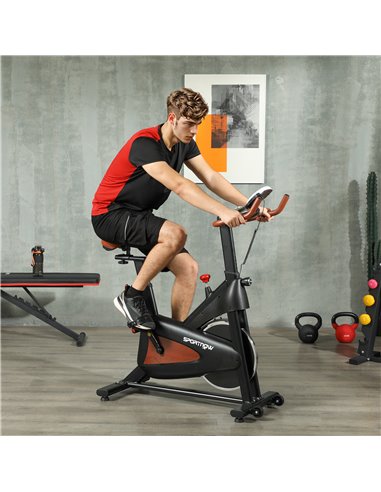 SPORTNOW Indoor Exercise Bike, Quiet Stationary Bike, Stylish Cycling Machine with Adjustable Seat and Resistance, LCD Monitor, 