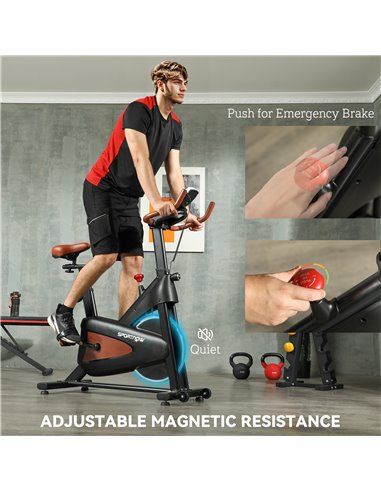 SPORTNOW Indoor Exercise Bike, Quiet Stationary Bike, Stylish Cycling Machine with Adjustable Seat and Resistance, LCD Monitor, 