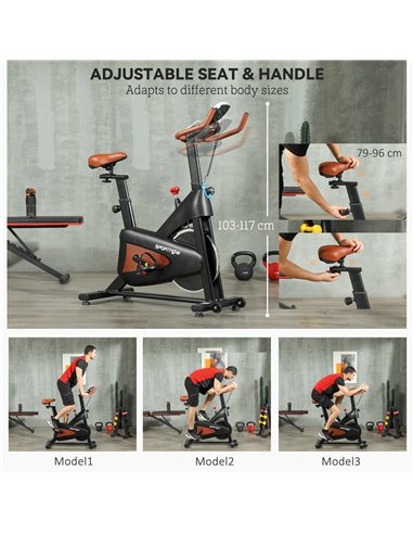 SPORTNOW Indoor Exercise Bike, Quiet Stationary Bike, Stylish Cycling Machine with Adjustable Seat and Resistance, LCD Monitor, 