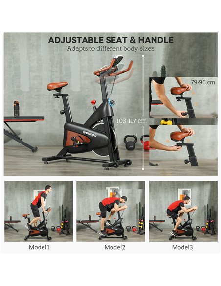 SPORTNOW Indoor Exercise Bike, Quiet Stationary Bike, Stylish Cycling Machine with Adjustable Seat and Resistance, LCD Monitor,  - pic 102425 | FastDaddyshop