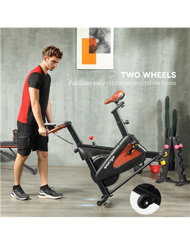 SPORTNOW Indoor Exercise Bike, Quiet Stationary Bike, Stylish Cycling Machine with Adjustable Seat and Resistance, LCD Monitor, 