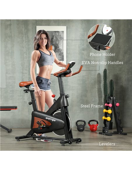 SPORTNOW Indoor Exercise Bike, Quiet Stationary Bike, Stylish Cycling Machine with Adjustable Seat and Resistance, LCD Monitor,  - pic 102428 | FastDaddyshop
