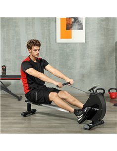 SPORTNOW Folding Rowing Machine, 16-Level Magnetic Rower Machine with Dual Aluminium Slid Rail and LCD Monitor, Vertical Storage 2