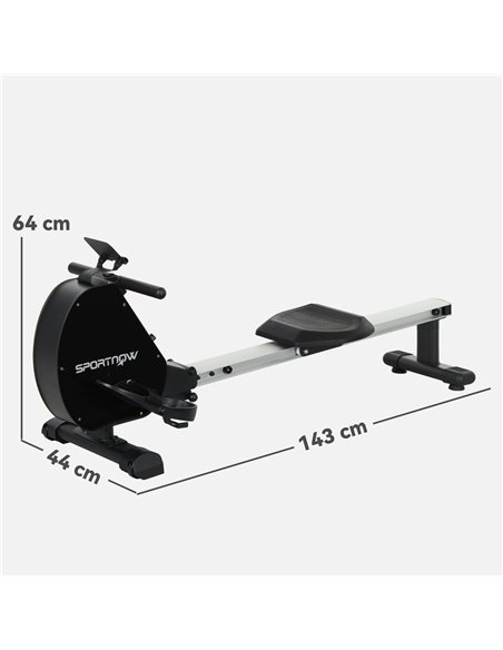 SPORTNOW Folding Rowing Machine, 16-Level Magnetic Rower Machine with Dual Aluminium Slid Rail and LCD Monitor, Vertical Storage - pic 102441 | FastDaddyshop