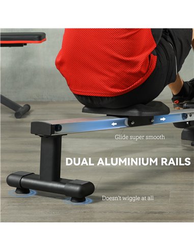 SPORTNOW Folding Rowing Machine, 16-Level Magnetic Rower Machine with Dual Aluminium Slid Rail and LCD Monitor, Vertical Storage