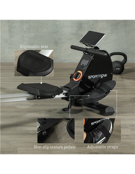 SPORTNOW Folding Rowing Machine, 16-Level Magnetic Rower Machine with Dual Aluminium Slid Rail and LCD Monitor, Vertical Storage - pic 102447 | FastDaddyshop