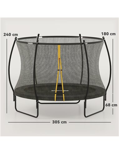 SPORTNOW 10ft Trampoline with Enclosure Net and Spring Cover, Outdoor Trampoline Garden Jumping Mat, Black A71-045V01BK