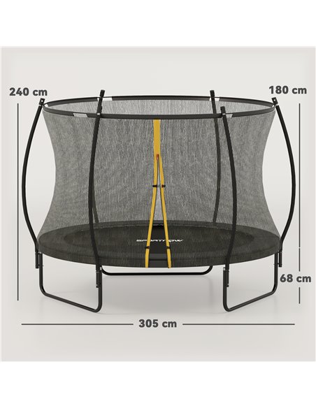 SPORTNOW 10ft Trampoline with Enclosure Net and Spring Cover, Outdoor Trampoline Garden Jumping Mat, Black A71-045V01BK - pic 102450 | FastDaddyshop