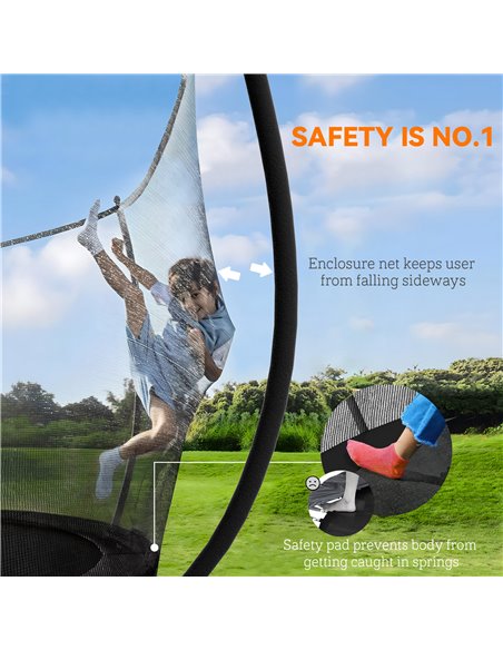 SPORTNOW 10ft Trampoline with Enclosure Net and Spring Cover, Outdoor Trampoline Garden Jumping Mat, Black A71-045V01BK - pic 102451 | FastDaddyshop