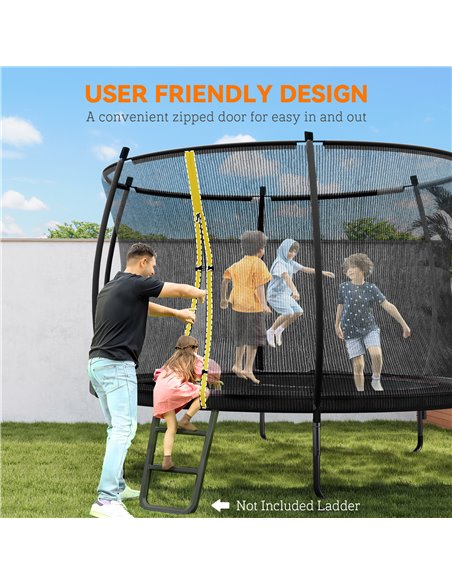 SPORTNOW 10ft Trampoline with Enclosure Net and Spring Cover, Outdoor Trampoline Garden Jumping Mat, Black A71-045V01BK - pic 102453 | FastDaddyshop