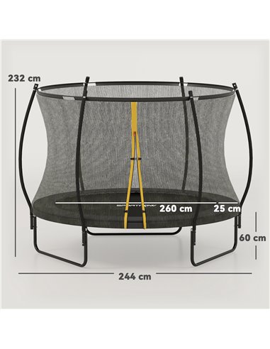 SPORTNOW 8ft Trampoline with Enclosure Net and Spring Cover, Outdoor Trampoline Garden Jumping Mat, Black A71-045V00BK