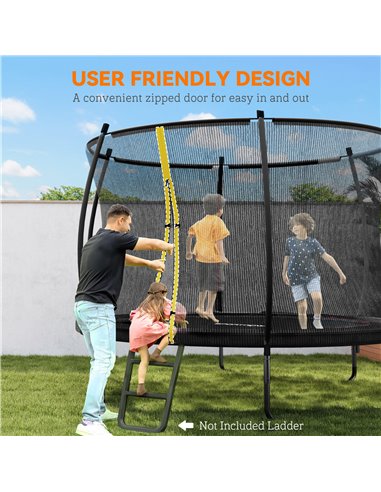 SPORTNOW 8ft Trampoline with Enclosure Net and Spring Cover, Outdoor Trampoline Garden Jumping Mat, Black A71-045V00BK