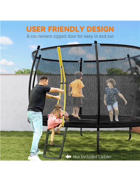 SPORTNOW 8ft Trampoline with Enclosure Net and Spring Cover, Outdoor Trampoline Garden Jumping Mat, Black A71-045V00BK - pic 102461 | FastDaddyshop