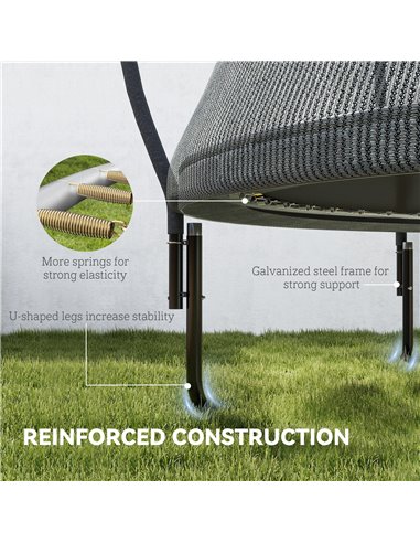 SPORTNOW 8ft Trampoline with Enclosure Net and Spring Cover, Outdoor Trampoline Garden Jumping Mat, Black A71-045V00BK