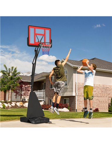 SPORTNOW Basketball Hoop Outdoor, Height Adjustable Basketball Hoop and Stand with Rebound System, Weighted Base, Portable on Wh