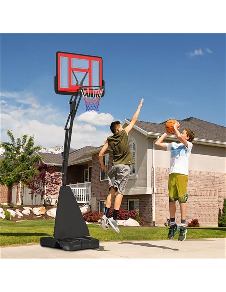 SPORTNOW Basketball Hoop Outdoor, Height Adjustable Basketball Hoop and Stand with Rebound System, Weighted Base, Portable on Wh - pic 102467 | FastDaddyshop